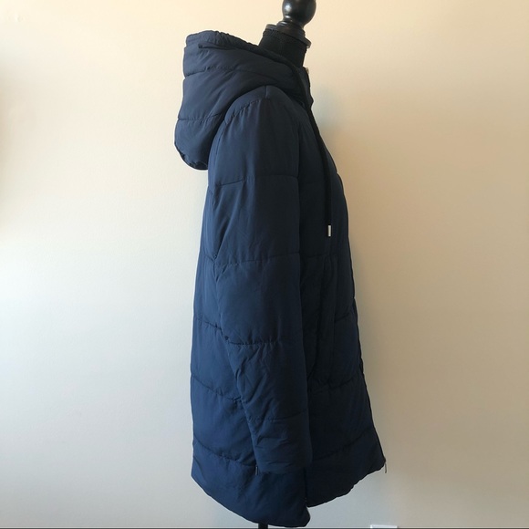 Dark blue puffer coat with hood - Picture 4 of 12